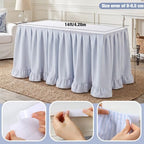 Flutesan 14 ft Blue Stripped Table Skirt for Rectangle Tables - Image 2