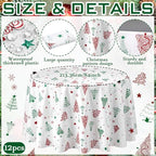 Ganeen 12 Pcs Christmas Tree Tablecloth Round Red Green Round Plastic 84 in - Image 3