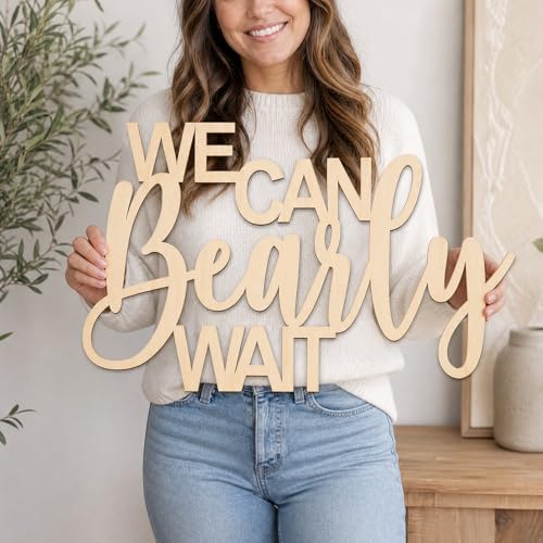 We Can Bearly Wait Wood Backdrop Sign Woodland For Party Photo Backdrops - Image 4
