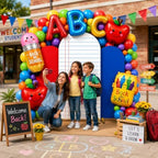 Cinrobiye 56 Pcs Back to School Composition Notebook Spandex Arch Covers, 4FT 5FT 6FT Fabric Arch Backdrop Covers for First Day of School Classroom Decorations, Welcome Back Party Photo Backdrop Kit - Image 7