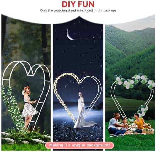6.8 * 6.9Ft Wedding Heart Shape Archway Backdrop Stand, Love Balloon Column Arch Frame, Metal Wedding Arch Backdrop Stand for Ceremony, Wedding, Baby Shower, Birthday Party, Flower Wall Decoration - Image 6
