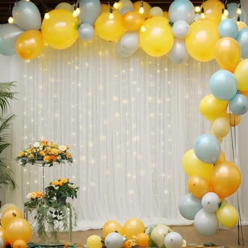 30×10ft White Tulle Backdrop Curtain with Lights String for Parties, Sheer Photo Backdrop Curtains for Wedding Party Photography Background - Image 3