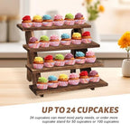 2Pcs Wooden Cupcake Stand - 4 Tier Cupcake Display Stand, Rustic Tiered Display Stand, Tool Free Installation Cupcake Stand for Birthday Party Decoration Supplies - Image 6