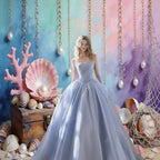 18x7ft Under The Sea Theme Backdrop for Photography Mermaid Princess Pink Shells Coral Pearl Ocean Background for Baby Shower Girls 1st 2nd Birthday Summer Party Decor Photo Props - Image 6