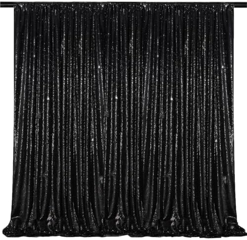 10X10FT Black Sequin Backdrop Curtain Drapes for Wedding Party Halloween by QueenDream