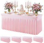 4Pack Pink Spandex Tablecloth for 6FT Rectangle Tables,Table Skirt by Baoszty