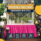 Exquisite Cerise Hot Pink Table Skirt 12 Pack - Disposable Plastic Table Skirts for Rectangle Tables 6ft 8ft & Round Tables - 29in x 14ft Self-Adhesive Strip - Birthday Wedding Gender Reveal Decor - Image 6