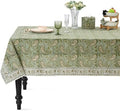 Ridhi Block Print Nostalgic Naturals Rectangle Cotton Tablecloth 160" x 72" Reusable Table Cover Decorative Everyday Use for Dining, Farmhouse, Home Gift for Spring, Easter, Valentine by Ridhi