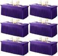 6 Packs Purple Table Clothes for 8 Foot Rectangle Tables, One-Piece Wrinkle Resistant Stretch Spandex Table Covers with Skirt for Event Banquet Wedding Birthday Party by PartyTalk