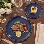 bUCLA 200PCS Blue Plastic Plates - Navy Blue Disposable with Gold Rim Include 100 Each (10 inch Dinner & 7 inch Dessert) Plates, Ideal for Party & Labor Day - Image 3