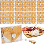 Patelai 36 Set Bridal Baby Shower Favor Heart Cheese Board with Knife, Wood Mini Charcuterie Board Thank You Gift Box for Guest Bridal Baby Shower Prize Wedding Valentines Birthday (Bamboo Color) by Patelai
