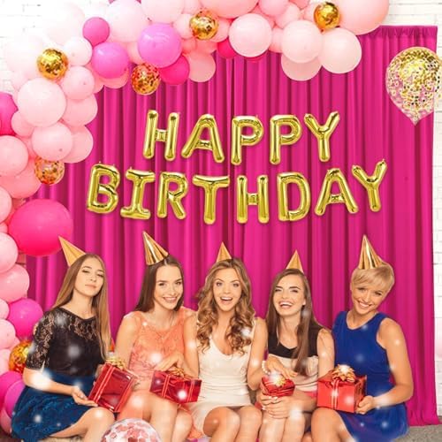 10 x 7 Feet Fuchsia Backdrop Curtain for Partie, Background Curtains for Photoshoot, Birthday, Wedding, Halloween, Thanksgiving, Christmas Day, New Year Party Decorations 5Ft x 7Ft, 2 Panels - Image 4