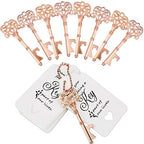100 PCS Wedding Favors Bottle Opener,Vintage Skeleton Key Bottle Opener,Key Bottle Openers with Escort Tag Cards and Key Chains Wedding Gifts for Guest（Rose Gold） by WODEGIFT
