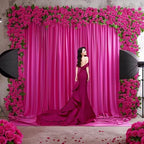 20x10ft Hot Pink Backdrop Curtain for Wedding Parties Wrinkle Free Fabric Fuchsia Drapes Backdrop Decoration for Baby Shower Birthday Photography Decoration 4 Panels, 5ft x 10ft - Image 6