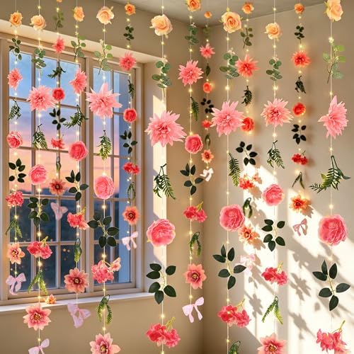Livole 6Pcs 36Ft Wildflower Garland with Light Hanging Flower Wall Backdrop by Livole