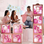 Geyee 8 Pcs Clear Balloon Box with Letters, Baby Shower, Rose Gold - Image 4
