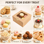 80 Pack Brown 6x6x3 Kraft Cake Boxes with Window, Bakery Treat Boxes - Image 4