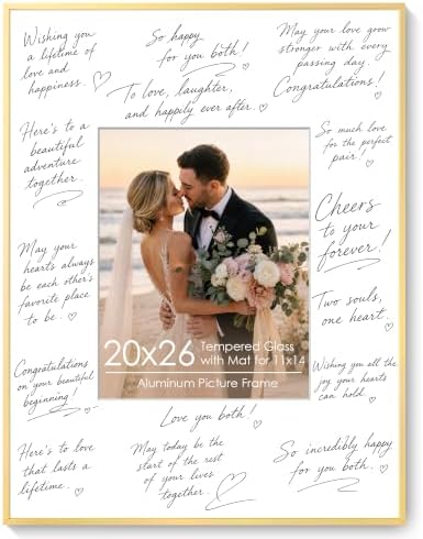 Signature Picture Frame 20x26, Aluminum Signable Frame with Glass, Gold by FLYJOE