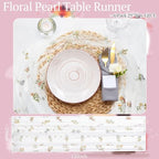 Lounsweer Apricot Wildflower Table Runner 10ft Embroidery Tulle - Image 6