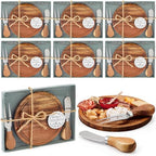 Maxcheck 6 Sets Baby Shower Cheese Board Prizes Round Wood Wedding Acacia by Maxcheck