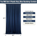 20ft×8ft Wrinkle Free Navy Blue Backdrop Curtains for Parties, 4 Panels 5ft×8ft Thick Silky Polyester Navy Photo Backdrop Drapes for Graduation Party Baby Shower Birthday Wedding Photography - Image 5