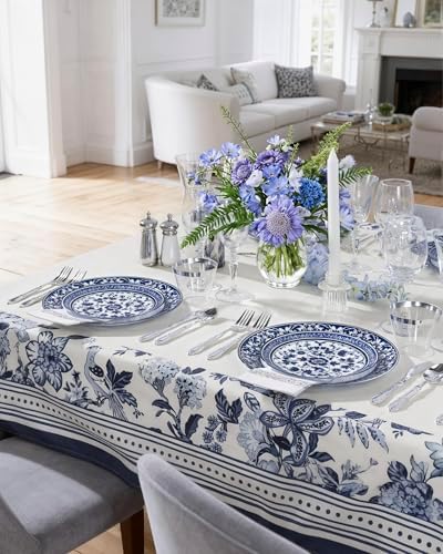 Hioasis Blue Plastic Plates, Fancy Disposable Pates, 60 Pcs for 30 Guests - Image 4