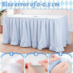 Flutesan 14 ft Blue Gingham Table Skirt for Rectangle Tables - Image 2