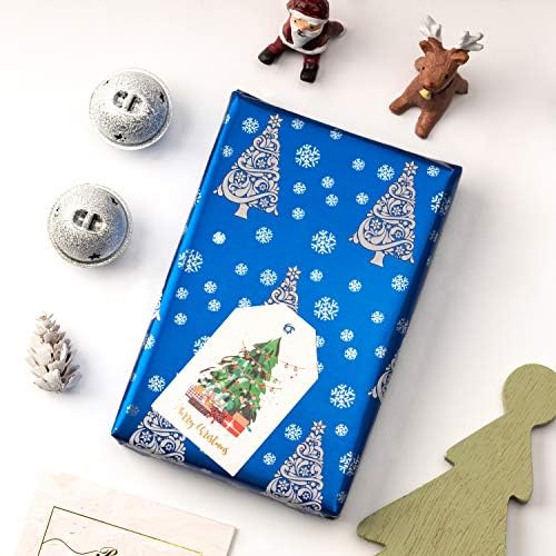 WRAPAHOLIC 30 Inch Christmas Wrapping Paper Roll - Jumbo Roll Blue and Silver Snowflake and Stripe Set with Metallic Foil Shine - 4 Rolls - 30 Inch x 120 Inch Per Roll - Image 5