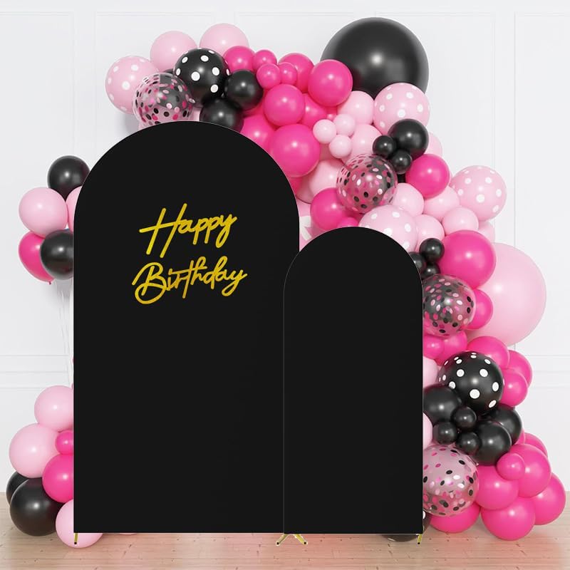 HAINARverS Set of 2 Stretchy Arch Backdrop Covers with Sign,Black, 6/7.2FT - Image 7