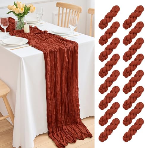 16 Pack Terracotta Cheesecloth Table Runner 21.5 x 120 Inches Boho Gauze Table Runners 10FT Long Cheese Cloth Table Runner for Bridal Shower Baby Shower Birthday Party Wedding Decor by Unknown
