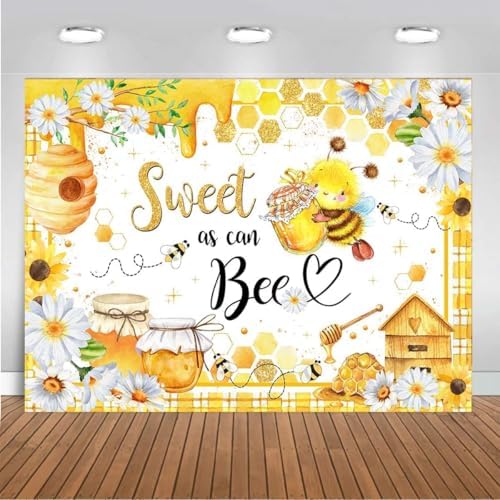 Mcosicka Sweet as Can Bee Honeycomb Bumble Bee Baby Shower Decorations Background Banner (10x8ft (120x96 inch)) by Mocsicka