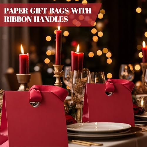 Feifeiya 30 Pcs Small Red Gift Bags with Ribbon Handle - Image 6