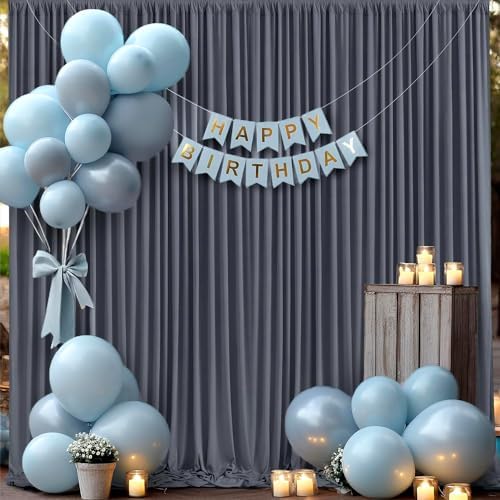 50ft×10ft Wrinkle Free Grey Backdrop Curtains for Parties, 10 Panels 5×10ft Soft Silky Polyetsr Charcoal Photo Backdrop Drapes for Birthday Party Baby Shower Wedding Photography - Image 6