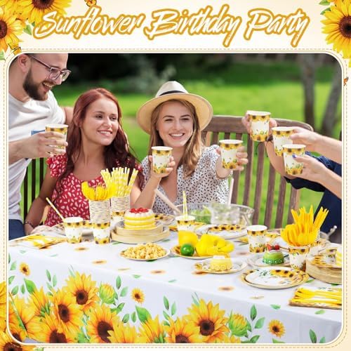 Potchen 452 Pcs Sunflower Party Supplies Serve 50, Yellow - Image 4