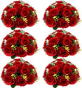 6 PCS Red Roses Flower Balls for Centerpieces by SEKNHOP