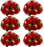 6 PCS Red Roses Flower Balls for Centerpieces by SEKNHOP