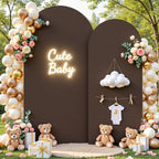 Navy Blue and Brown Arch Backdrop Cover 7.2 and 6FT Party Wedding Arch Covers Stretchy Backdrop Baby Shower Bridal Shower Birthday Navy Arch Cover Set of 2 Photo Background Spandex - Image 4