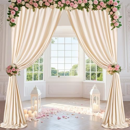 Ivory Backdrop Curtains 30ftx10ft Wedding Polyester Photo Drapes - Image 2