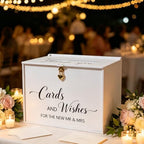 Large Card Box with Lock, Elegant White Wedding Card for Reception - Image 3