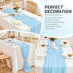 20 Pack Light Blue Cheesecloth Table Runner, 17x108 Inch Semi Sheer Boho Gauze Cheese Cloth Fabric Table Runners for Wedding Party Baby Shower Birthday Garden Farmhouse Table Decor - Image 7