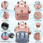 SHITIESHOU Diaper Bag Backpack Baby Bag, Baby Girl Boy Diaper Bag for Dad Mom with Pad,16 Pockets, Pacifier Case, Large Diaper Bags Unisex for Travel (Orange Pink) - Image 3