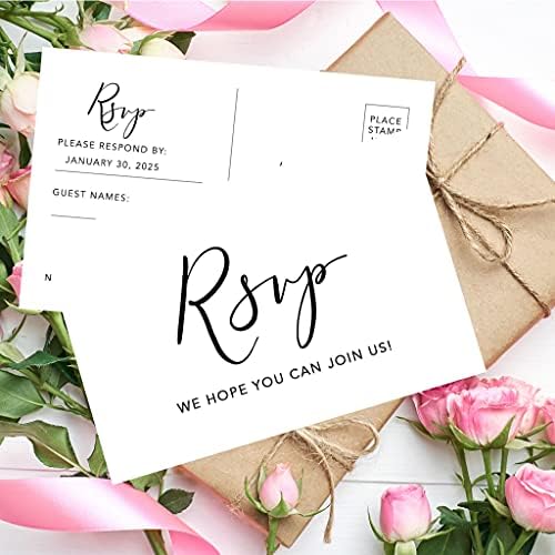 Andaz Press 56-Pack Personalized RSVP Postcards for Wedding Minimal Modern Cardstock Response Reply Cards for Bridal Shower Baby Shower Birthday Event Custom Date and Return Address 4 x 6-Inch - Image 3