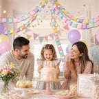 Paper Chain Garland, Crepe Paper Streamers Pastel Balloon Star Garland - Image 6