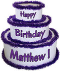 Anderson's White & Purple Personalized Pop-Out Birthday Cake, Life-Size Faux Cake with Fun Font, Custom Name, Surprise Reveal Prop for Milestone Parties, Photo Ops, Store or Business Events by Andersons