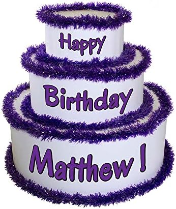 Anderson's White & Purple Personalized Pop-Out Birthday Cake, Life-Size Faux Cake with Fun Font, Custom Name, Surprise Reveal Prop for Milestone Parties, Photo Ops, Store or Business Events by Andersons