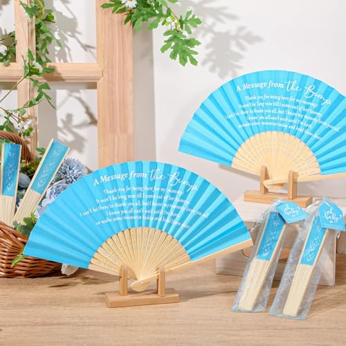Threehoney 25 Set Baby Shower Favors for Guests, Folding Paper Fans, Blue - Image 4