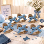 Mifoci 6 Pack Wooden Rocking Horse Baby Shower Decor, Blue Jean - Image 6