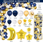162 PCs Twinkle Twinkle Little Star Baby Shower Decorations, Hombae Navy Blue Little Star Baby Shower Backdrop Balloon Garland Glitter Banner Tablecloth Cake Cupcake Topper Box Cutout Mom To Be Sash - Image 4