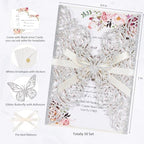 Silver Glitter Butterfly Laser Cut Wedding Invitation Accessories 50pcs - Image 2