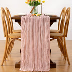 Dusty Pink Cheesecloth Table Runner Boho Wrinkled Gauze Table Runners - Image 4